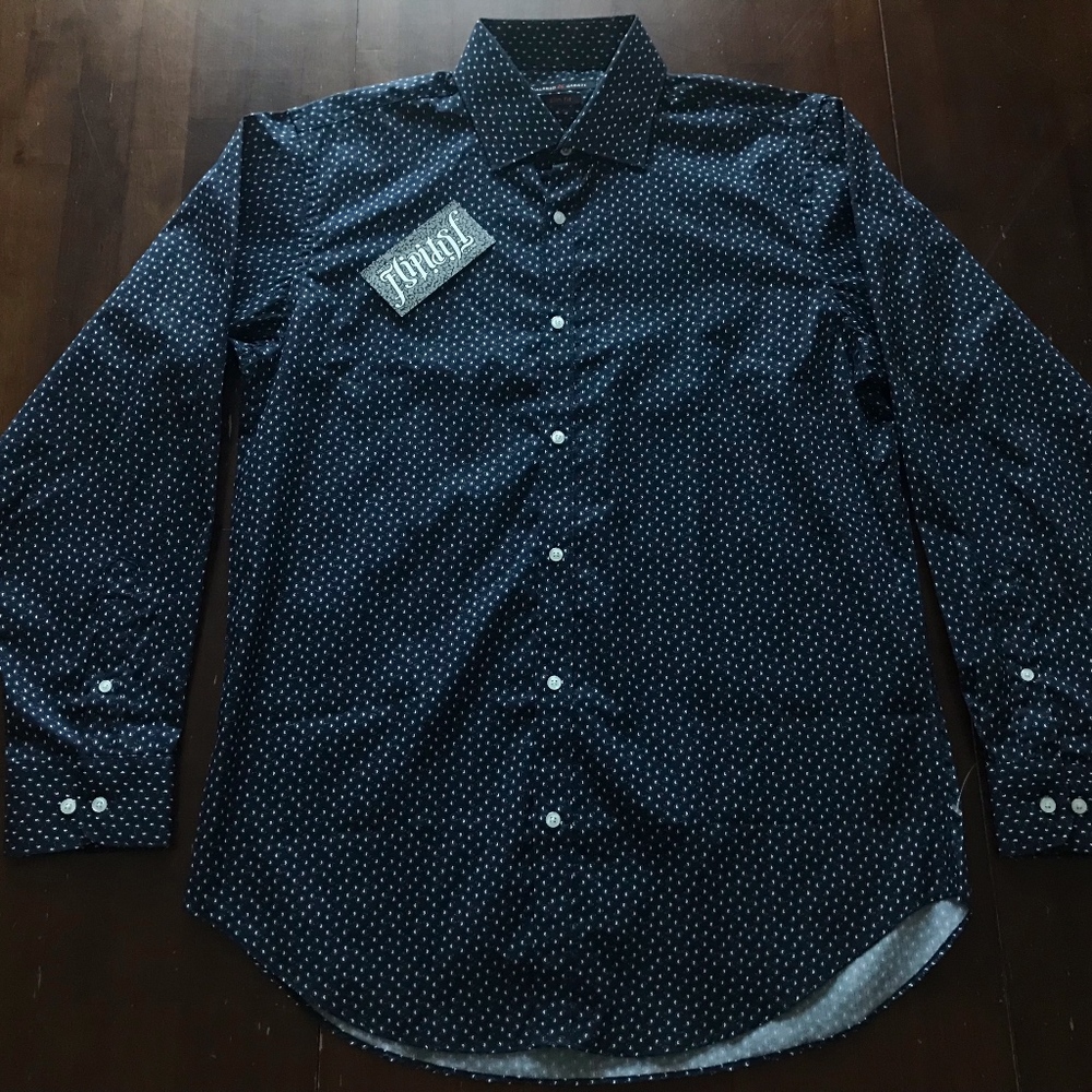 VALERIO GARATI BLUE PAISLEY SLIM FIT BUTTON SHIRT